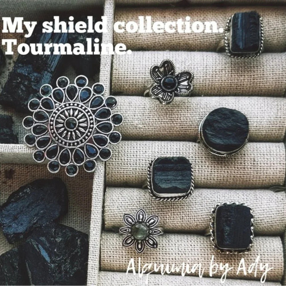 Tourmaline gold dainty round halo stud earrings/protection dainty - Picture 6 of 7